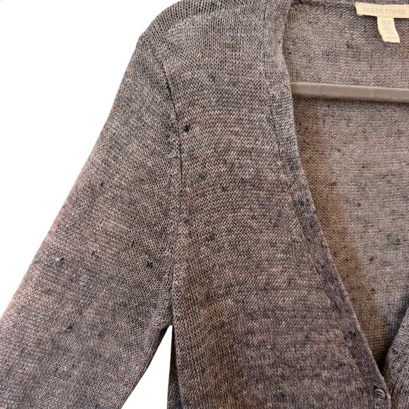 Eileen Fisher 100% Organic Linen Button Down Cardigan Duster Gray Size XS - Picture 6 of 9